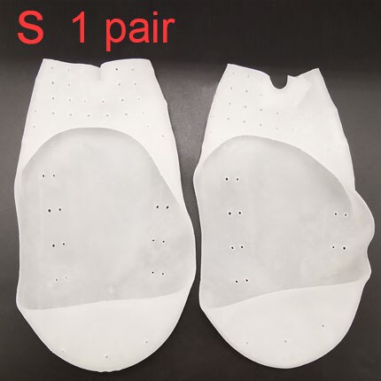 Calcetines de silicona para pedicura con punta abierta, Gel hidratante para grietas, calcetines invisibles para el cuidado del pie: White-S