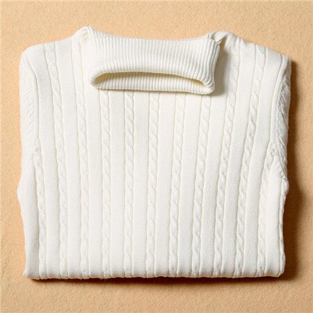 Twist Autumn Winter Thick Cashmere Knitted Sweaters for Woman Pull Femme Slim Turtleneck Long Sleeve Sueter Mujer Chandail: W001777 white