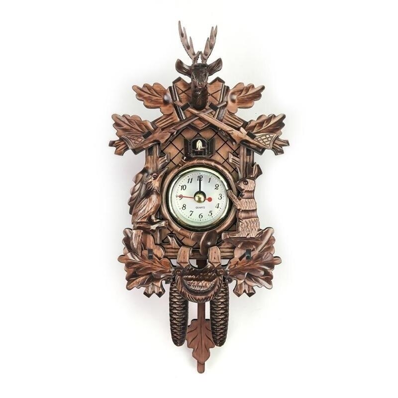 årgang hjem dekorativ fugl veggklokke hengende tre gjøkur klokke stue pendel klokke håndverksklokke til hus