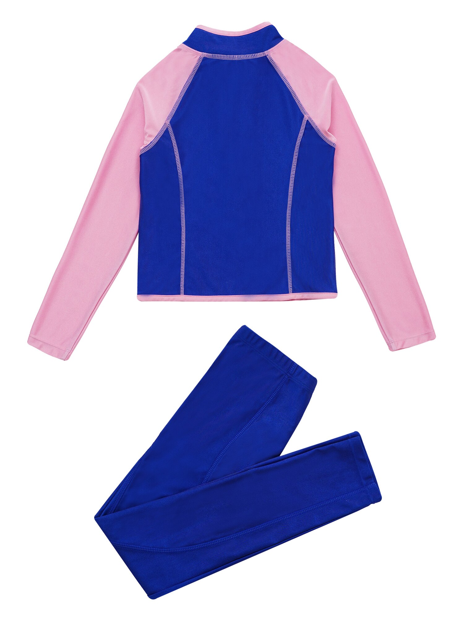 Toddler Girls Swimsuit Two-Piece Swimming Diving Bathing Suits Swimwear Long Sleeves Front Zipper Tops and Pants Set Rash Guards