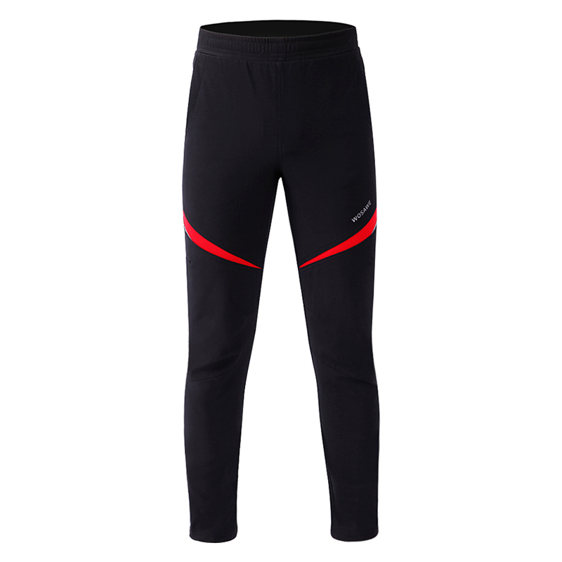 WOSAWE Mens Women Thermal Cycling Pants Bicycle Bike Winter Windproof Tights Men's Racing Cycle Warmth Trousers: black with red / M