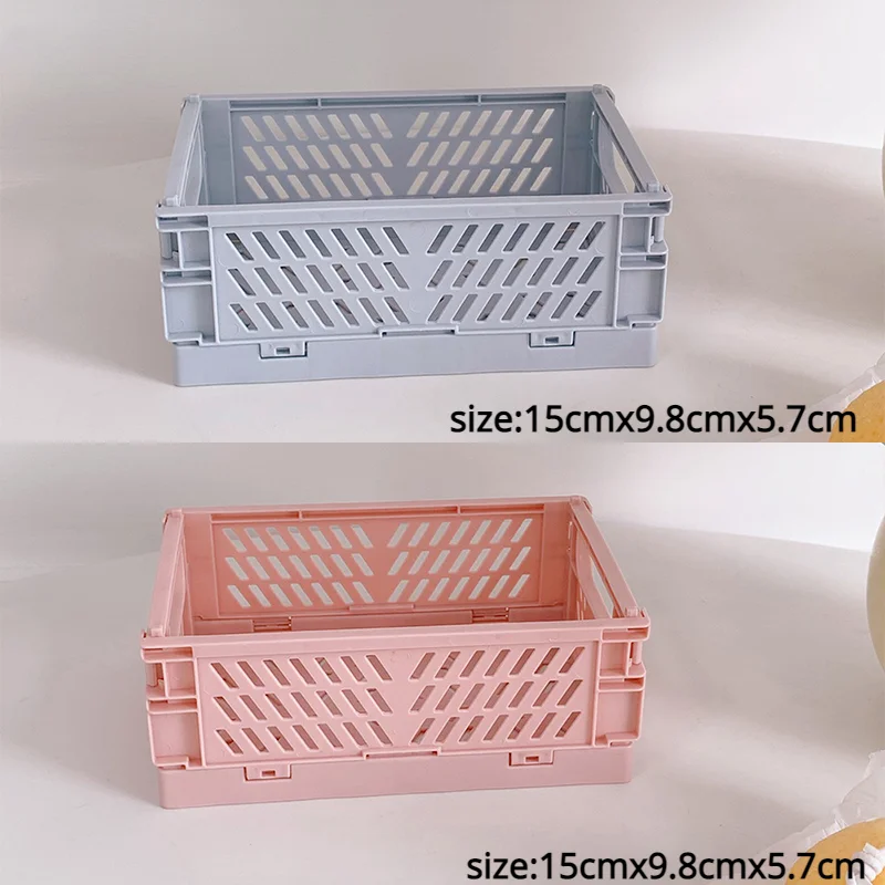 Plastic Foldable Storage Crate Folding Box Basket Stackable Cute Makeup Jewellery Toys Boxes for Storage Box Organizer Portable: Chocolate