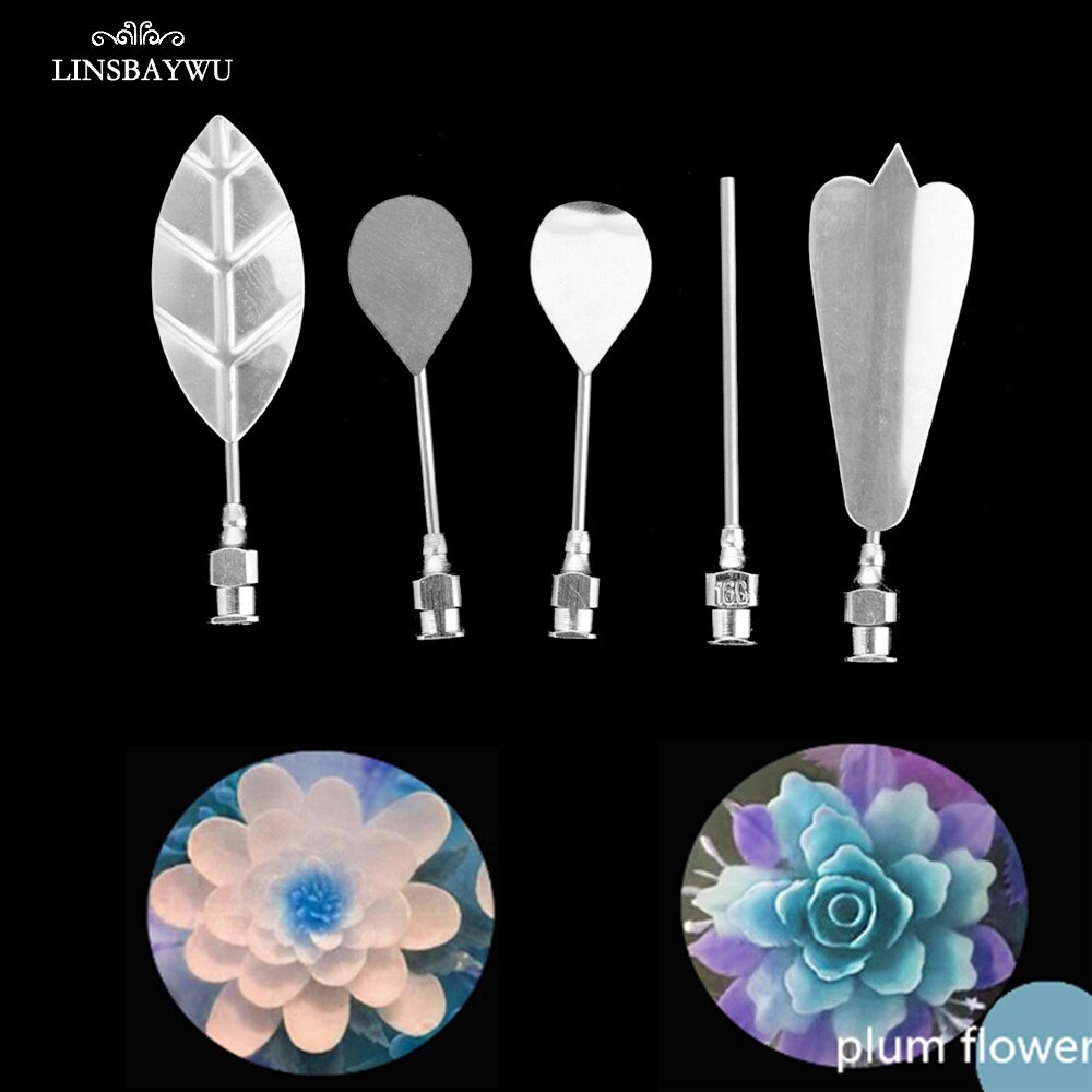 LINSBAYWU 5PC Plum Bloem 3D Jelly Art Naalden Tools Jelly Cake Gelatine Pudding Nozzle Spuit Set Russische Nozzles