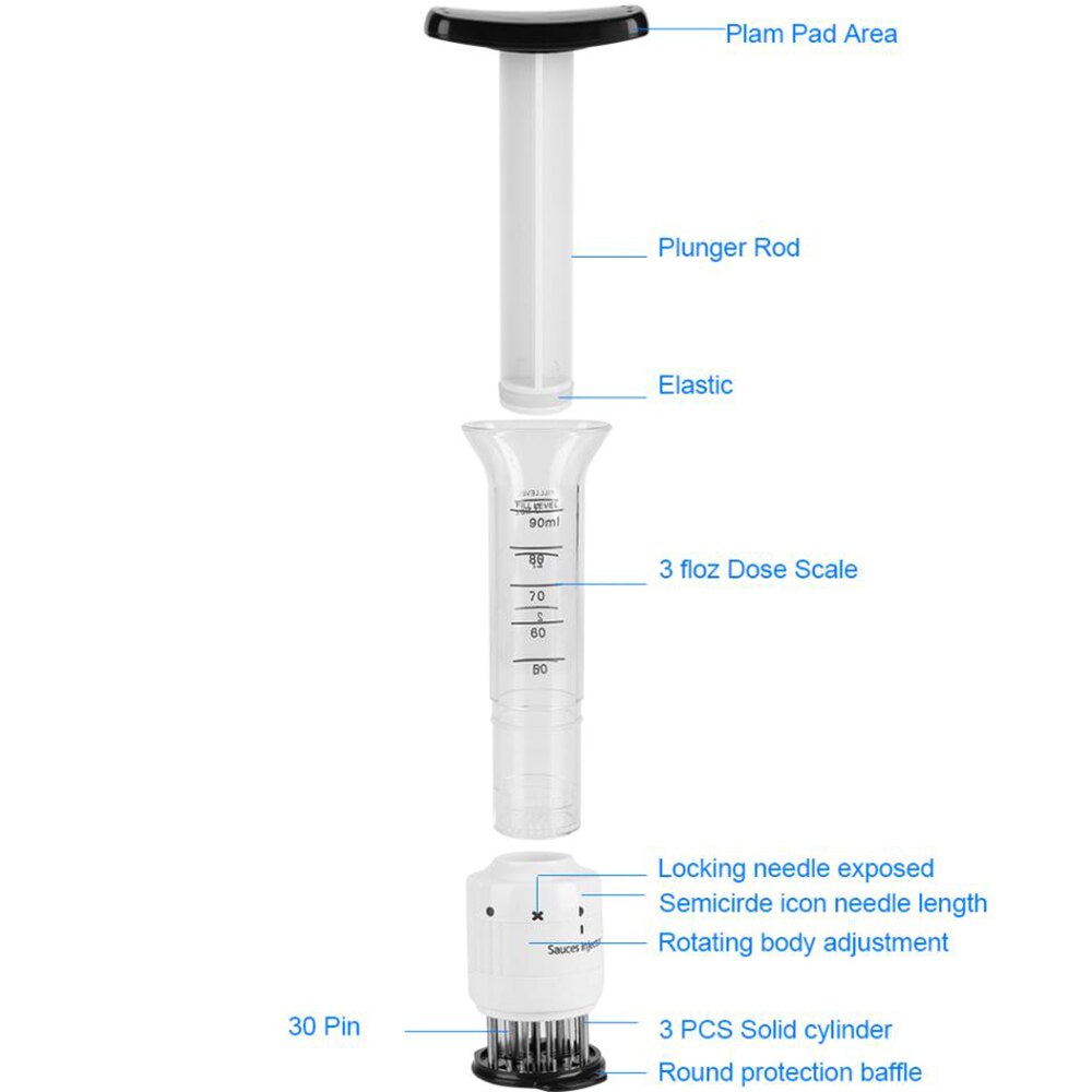 Inyector de sabores 2 en 1 ablandador de carne de acero inoxidable, juego de jeringa para especias, inyector de sabores para barbacoa, accesorios de marinado para salsa de cocina