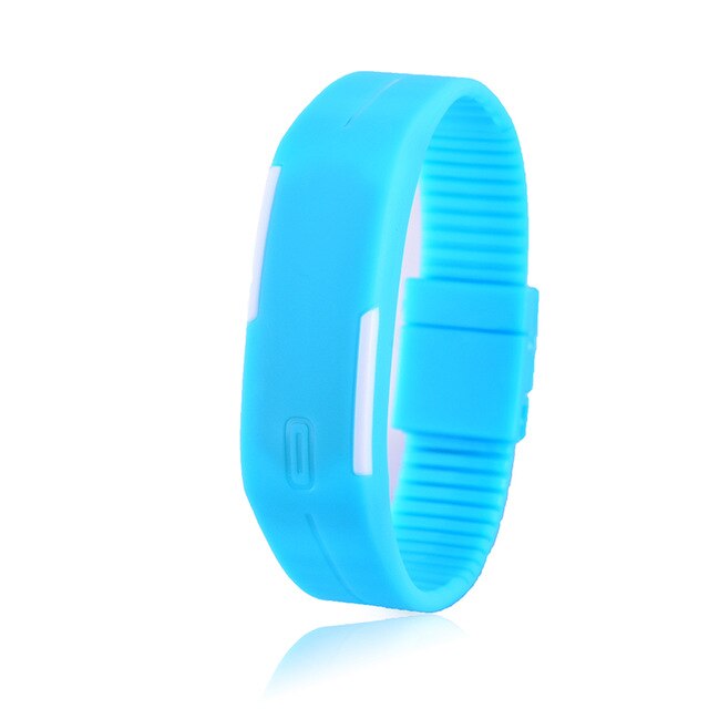 Reloj de mujer para hombre y mujer de Color caramelo, relojes de goma LED para niños, pulsera con fecha, reloj de pulsera deportivo Digital para estudiante,: light blue
