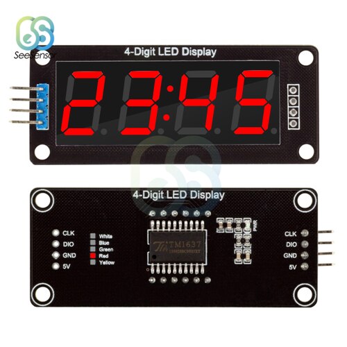 Tm1637 0.56 &quot; 0.56 tommer 4- -cifret digitalt ur led displayrør 7 segmenter led ur dobbelt prikker modul til arduino: Rødt display