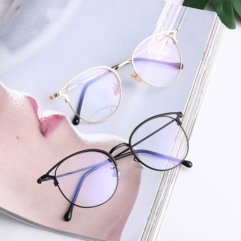 Gafas de ordenador con bloqueo de luz azul para mujer, anteojos femeninos con marco de cristal liso, antirayos, Ojo de gato