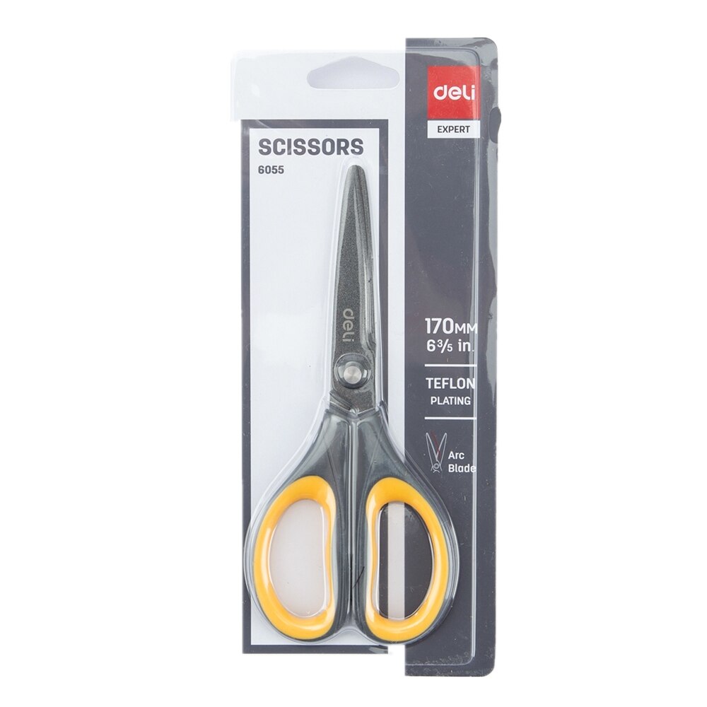 DELI Scissors E6055 Soft-touch Teflon Effortless 170mm 6-3/5 inch home office scissor hand craft scissors stationery