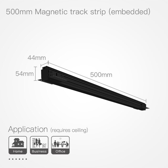 Support de lampe magnétique en aluminium 0.5M 1M plafond encastré suspendu LED aimant montage lumières Rail de Rail: 0.5M Recessed Track