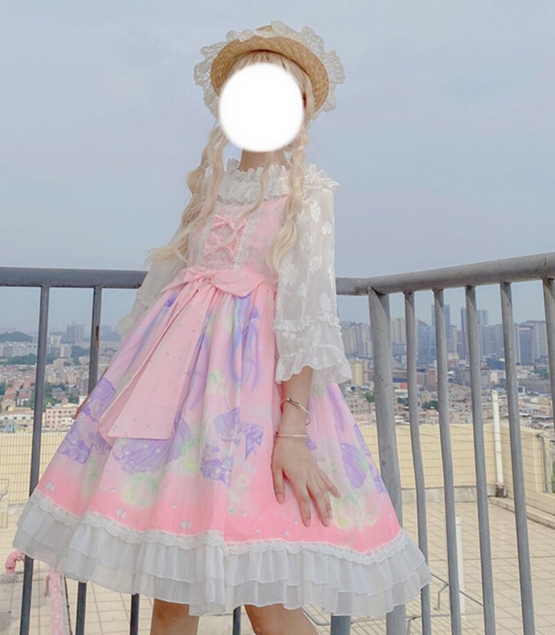 Japanese girl dress Soft Girl Summer Jellyfish lolita dress Daily sling jsk dress Female Kawaii Lolita Dress victorian dress