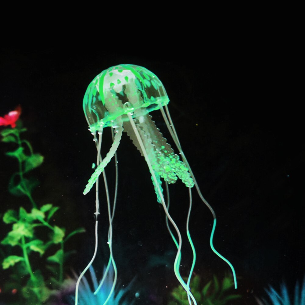Glowing Effect Artificial Jellyfish Fish Tank Aquarium Decoration Mini Submarine Ornament Underwater Pet Decor: green / 3pcs 5x15cm