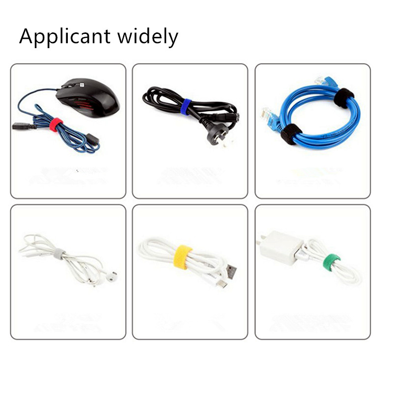 Black Data Cable Organizer Hook Loop Management Scratch band 15*1.2cm Computer Power Cable Tie Self-adhesive Loop Hook Straps