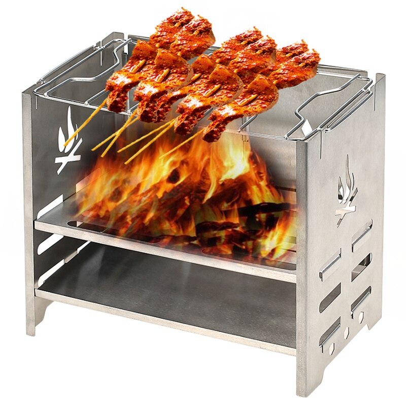 Pieghevole In Acciaio Inox Stufa A Legna Esterno Portatile Stufa di Campeggio di Picnic Barbecue Grill Backpacking Stufa Barbecue Stufa A Legna