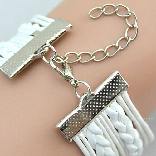 Bluelans dames gevlochten meerlaagse liefdeshart eiffeltoren imitatieleren armband