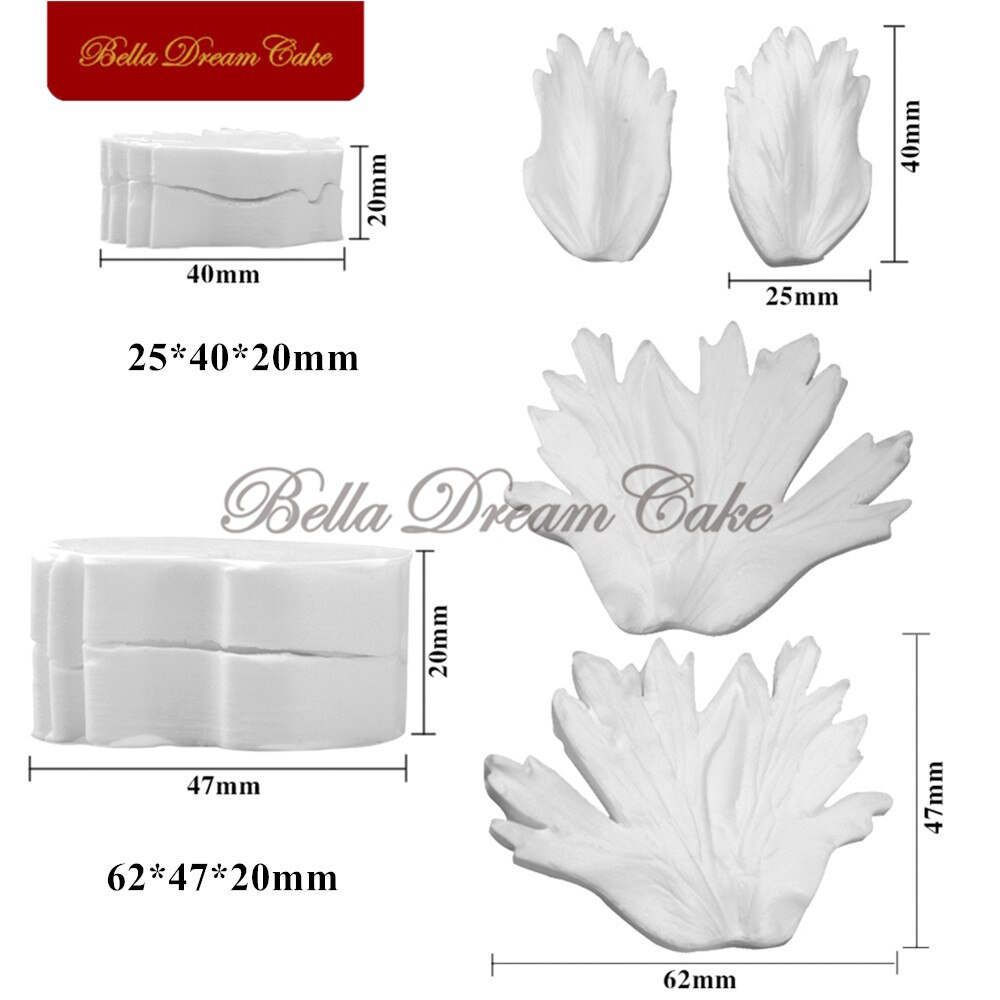 4 Stks/set Anemone Bloem Leaf Veiner Siliconen Mal Diy Handgemaakte Fondant Bloemblaadje Gumpaste Klei Mould Cake Decorating Gereedschap Bakvormen