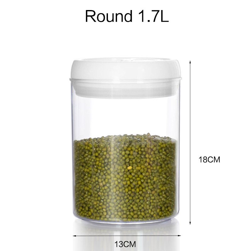 Food storage tank Purchase Food storage container Acrylic kitchen storage multigrain storage jar transparent sealed kitchen jars: Round 1.7L