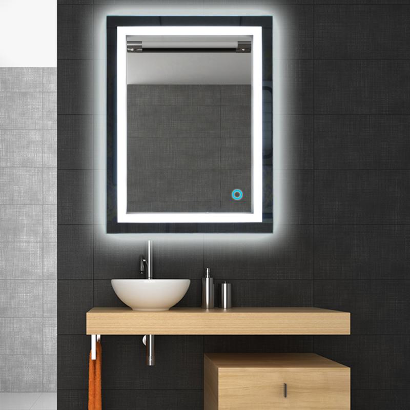 LED 5050 Wall Bathroom Lighted Mirror Wall Mount Makeup Mirror With Touch Button For Home Hotel Bathroom Stylish HWC