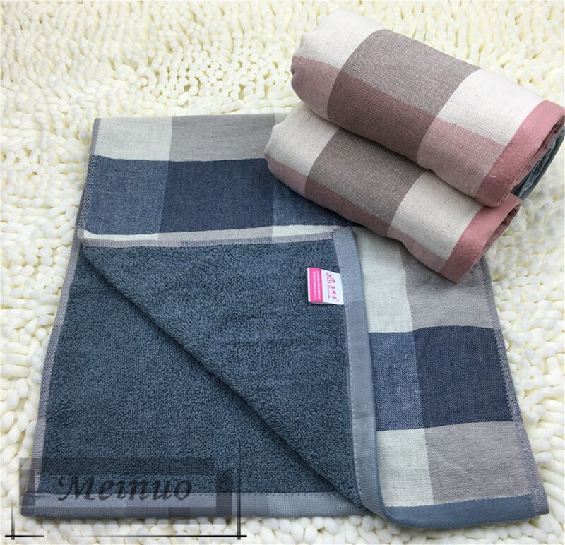 Toalla de playa de algodón 100% para hombre, Toalla de baño a rayas, suave y cómoda, 2 colores, 34cm x 75cm: Azul
