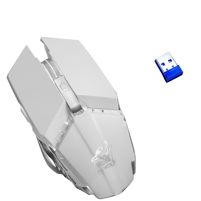 ZIYOU LANG Wireless Gaming Mouse 2.4Ghz Rechargeable 3-Speed Adjustable 1600DPI Glowing Mouse For PC Laptop: white