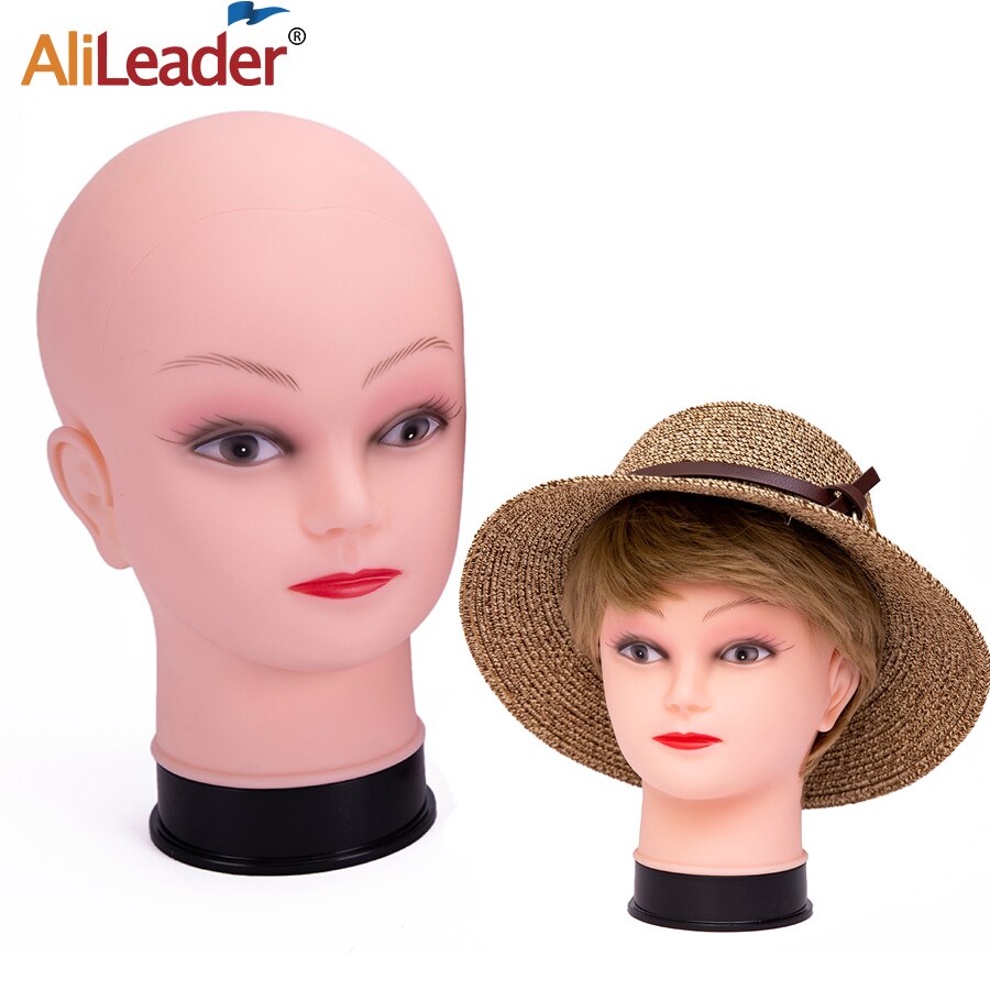 Alileader Zachte Pvc Kaal Model Hoofd Met Statief Stand Pruik Maken Vrouw Kaal Mannequin Hoofd Pruik Display Training Hoofd