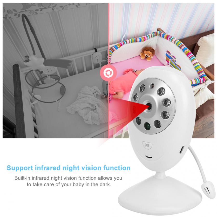 Babyfoon 2.4in draadloze babyfoons 2- weg intercom nachtzicht temperatuurdetector 100-240v babyfoons