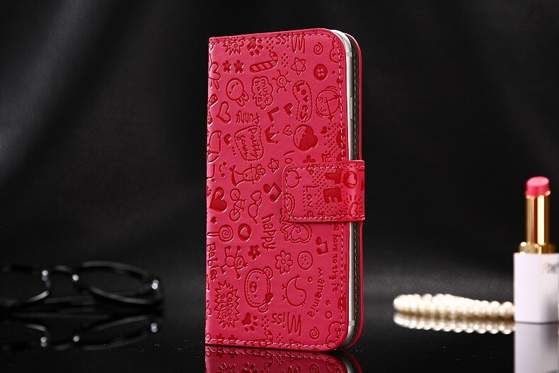 Capa de couro da aleta para bq 5540l rápido pro carteira titular do cartão telefone habitação: Rose