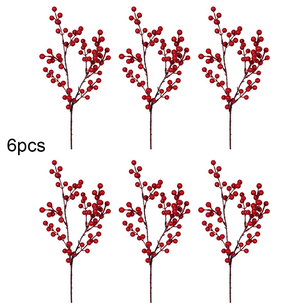 Simulerede røde bær stilke gren til blomsterarrangementer atmosfære layout juletræspynt bryllupsfest dekor festiv: A2