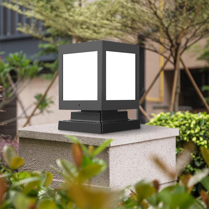 Solar Column Courtyard Light Garden Villa Square Head Sun Power Outdoor Led Lamp Waterproof Rural Landscape for Gate Street