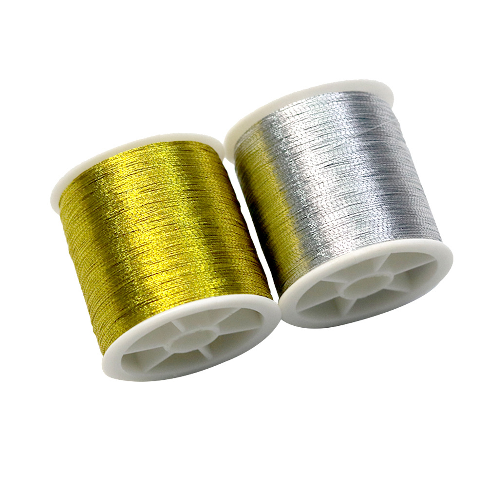 Embroidery Sewing Threads Gold/Silver Sewing Thread Supplies Cross Stitch Polyeste Durable Threads 100M Per Roll: Gold Silver