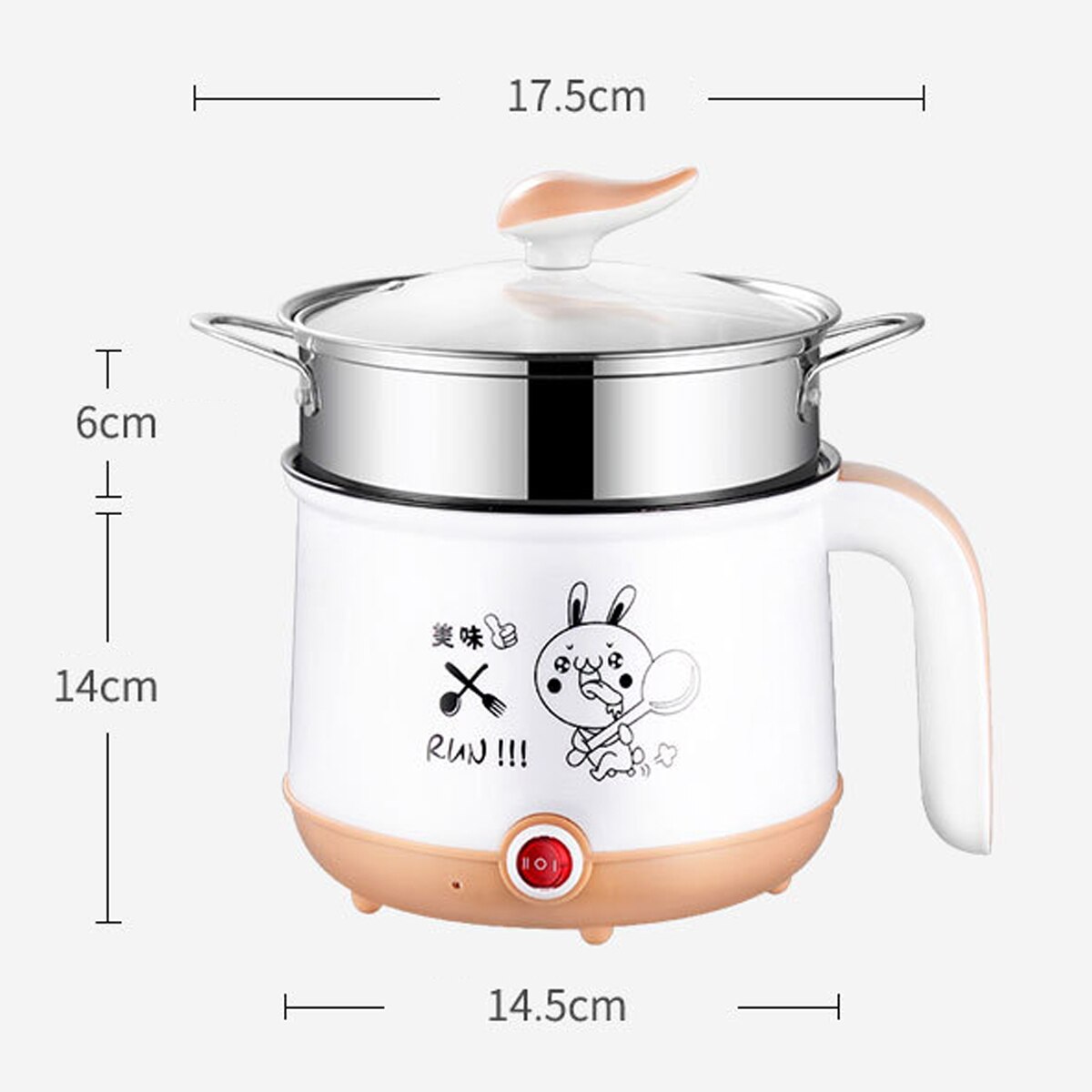 Mini Electric Rice Cooker 2 Layers 1.8L Food Steamer Multifunctional Meal Cooking Pot Machine Multicookers