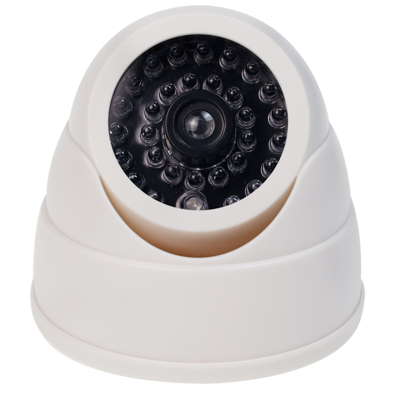 Cámara falsa simulada con luz roja LED, funciona con pilas, No requiere cableado, cámara de seguridad domo falsa para interiores y exteriores, 1 ud.: Grey