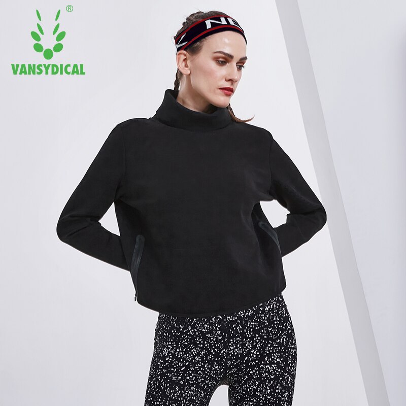 Vansydical Herfst Winter Stijl Hoge Kraag Sport Running Yoga Tops Vrouwen Lange Mouwen Truien Fitness Workout Trui