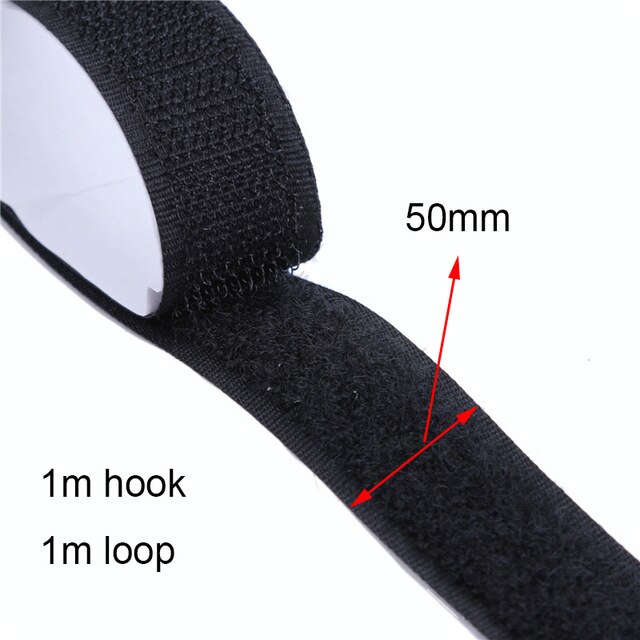 1m Self Adhesive Hook and Loop Tape Velcros Adhesive Sticker Velcros Nylon with Gue Fabric Tape for Sewing 16/20/25/30/50/100mm: 50mm black 1pair