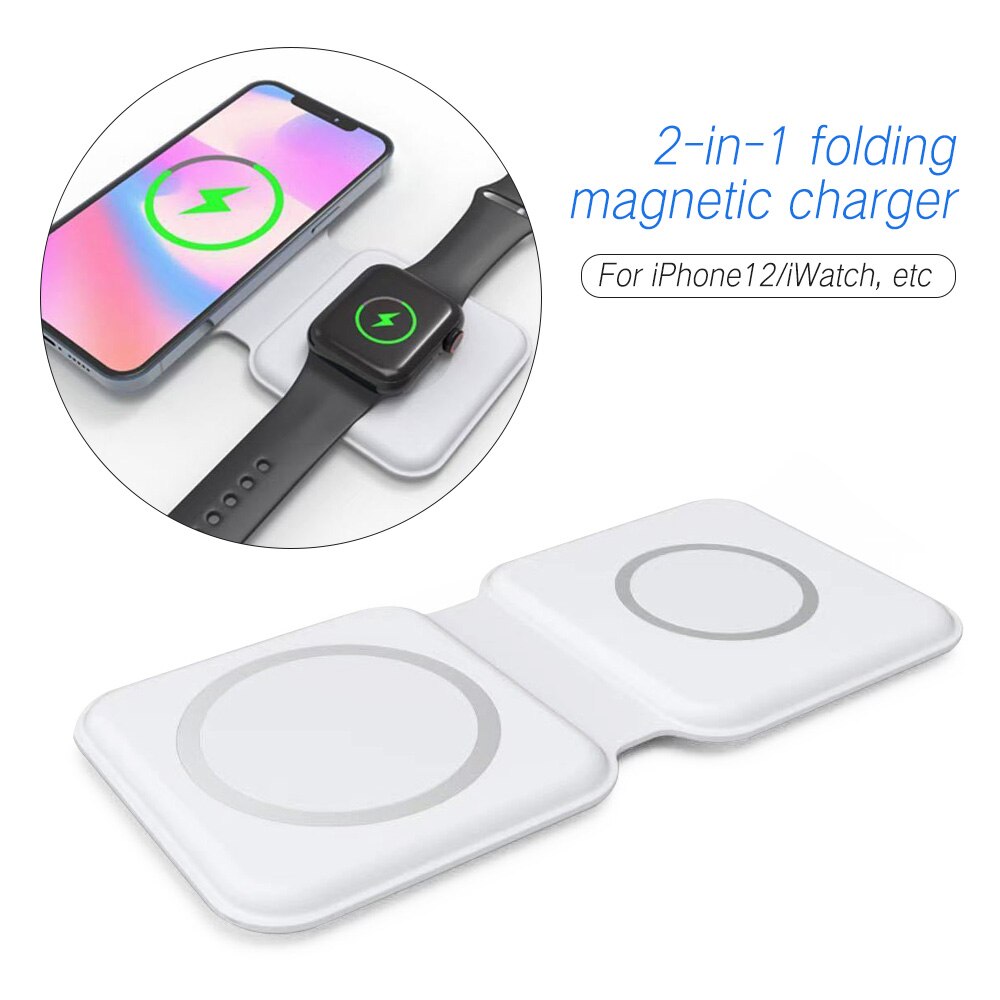 2in1 Folding Magsafing Charger For iphone 12 pro max 12 mini Magnetic Dual-Charge Wireless Charger For Apple watch 6 For Airpods