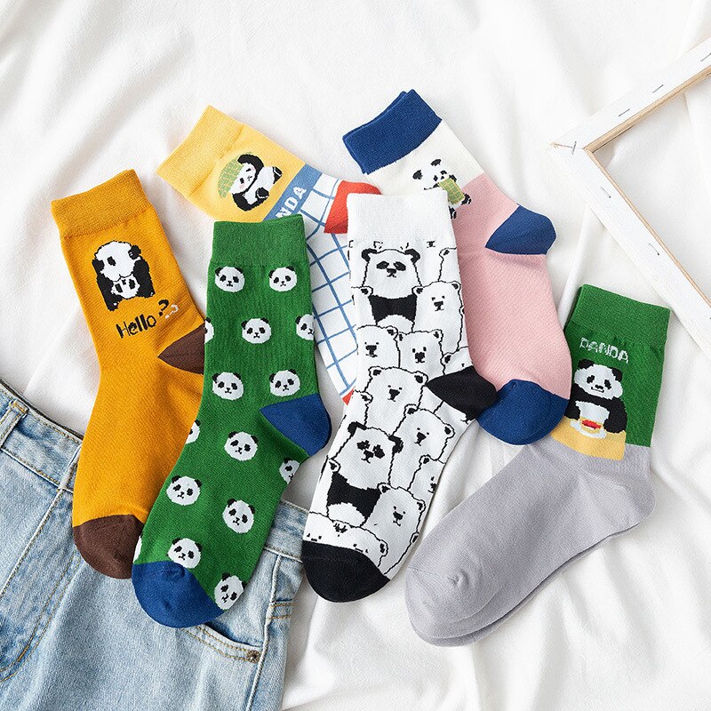 Meias femininas animal panda engraçado meias criativo streetwear doce bonito coreano kawaii dos desenhos animados meias skarpetki sokken calcetines soks