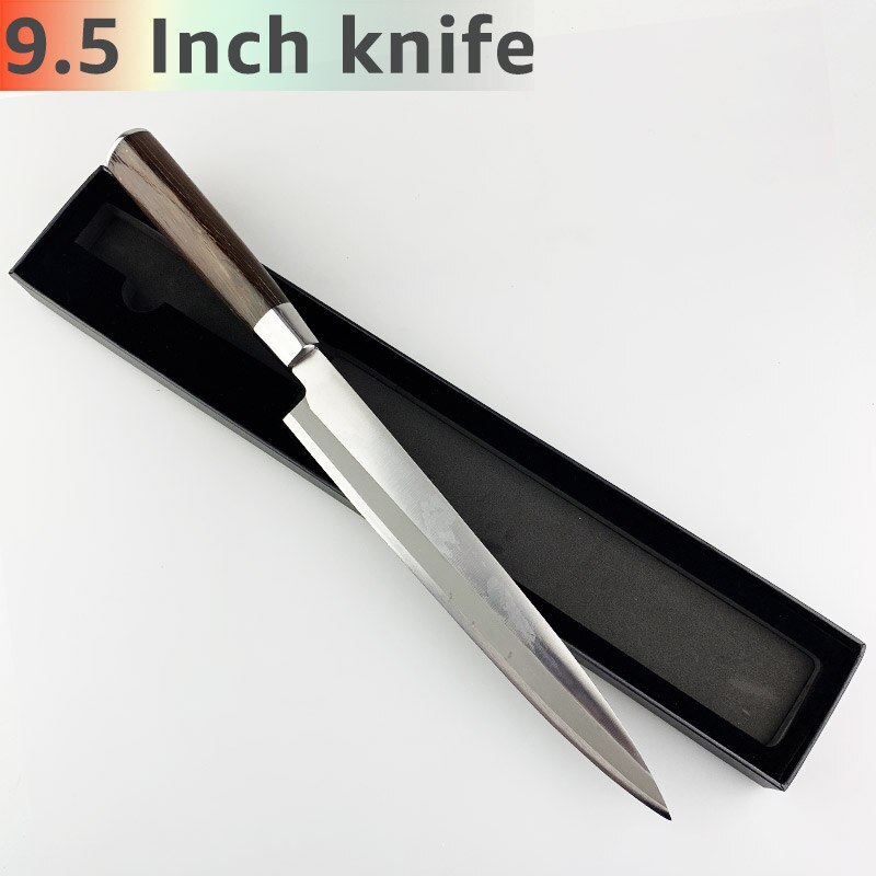 Japansk kniv sashimi kok sushi yanagiba knive 7 cr 17 440c rustfrit stål laksefiletering små køkkenknive: 9.5 tommer med æske