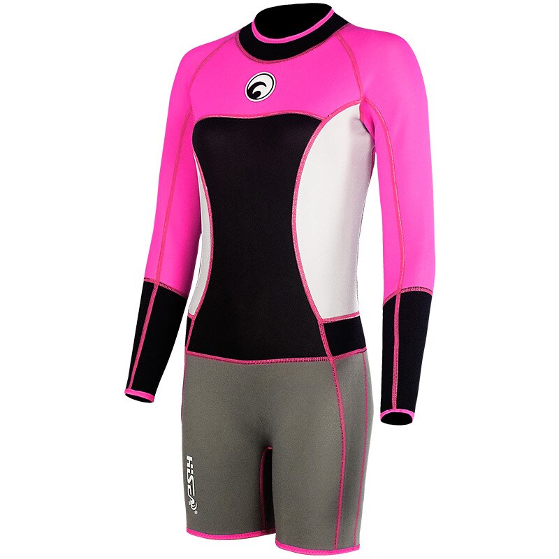 Hisea-traje de neopreno corto para mujer, con cremallera trasera, color rosa, 1,5mm, para nadar, surfear, esnórquel