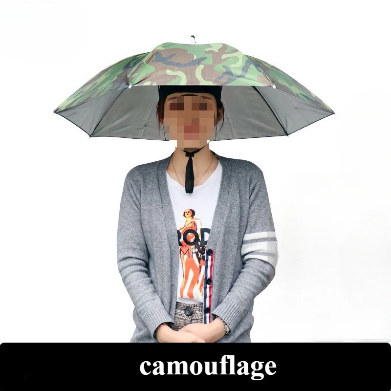 1pc cabeça ao ar livre guarda-chuva de pesca diâmetro 77cm portátil mãos livres ambiente proteger chuva abrigo pára-sol camuflagem verão