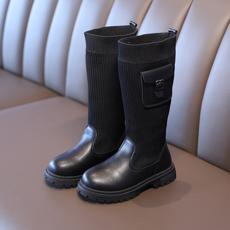 Stivali lunghi per bambini ragazze al ginocchio moda calzini per bambini stivali da neve 2020New autunno inverno principessa ragazze scarpe sportive Sneakers per bambini