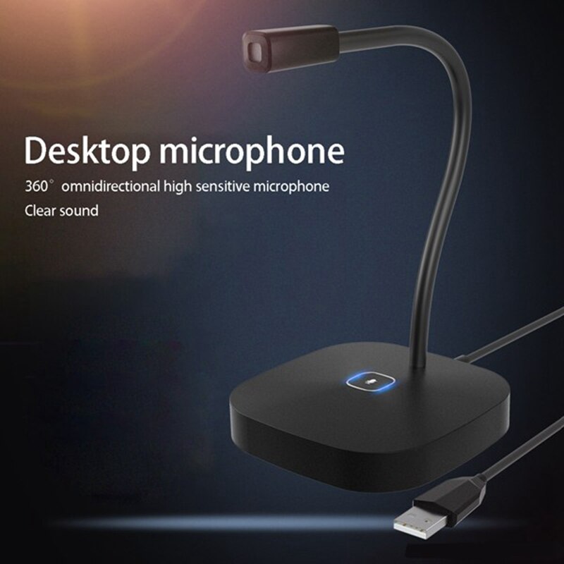 Desktop Microphone PC Microphone USB Microphone Condenser Microphone LED Microphone Base 360°Sound Collection Touch