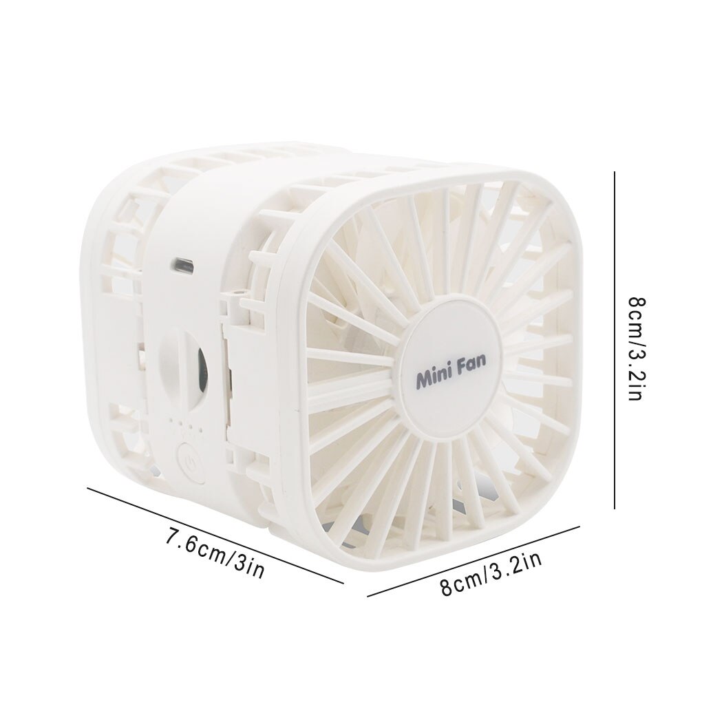 Dubbele Hoofden Elektrische Ventilator Zomer Draagbare Opvouwbare Handheld Desktop Verstelbare Ventilator Met 3 Gears Wind