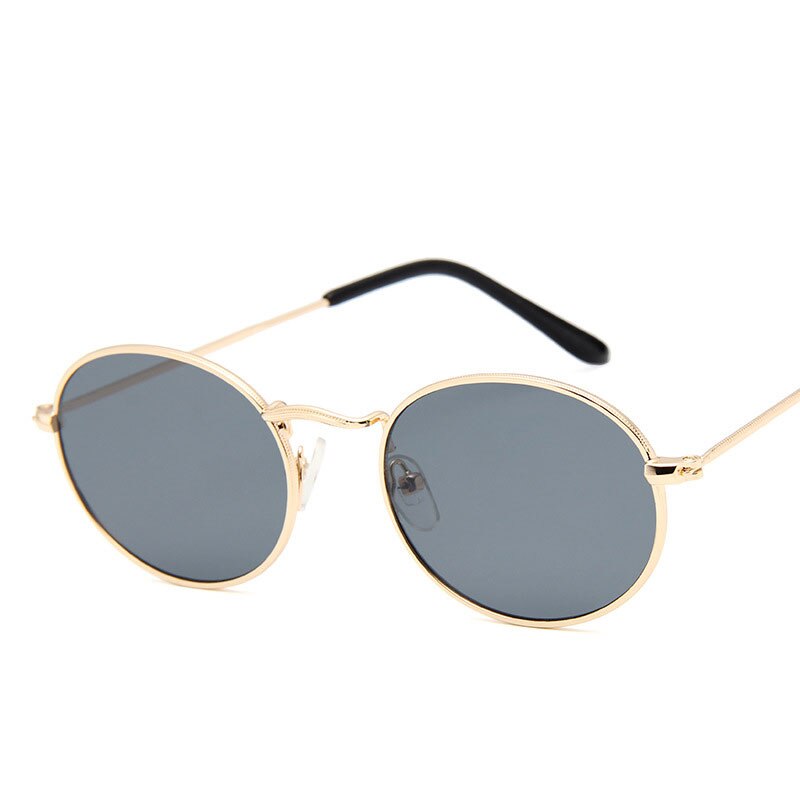 Lunettes de soleil ovales pour femmes, de luxe, transparentes, tendance, en alliage, pour adultes: Gold gray