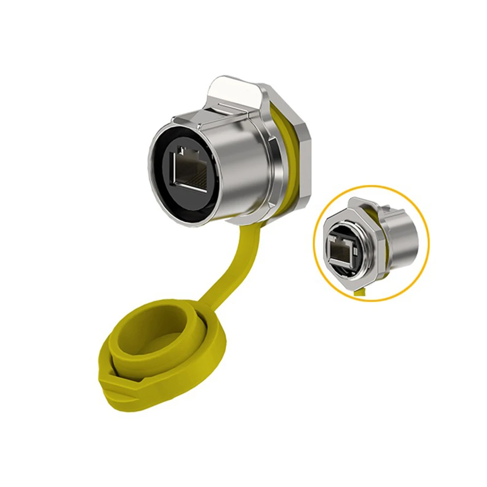 EW-LP24 Industrial Waterproof M24 Plug Socket Panel Mount Signal Ethernet Network RJ45 Connector Adapter IP67: Lavender