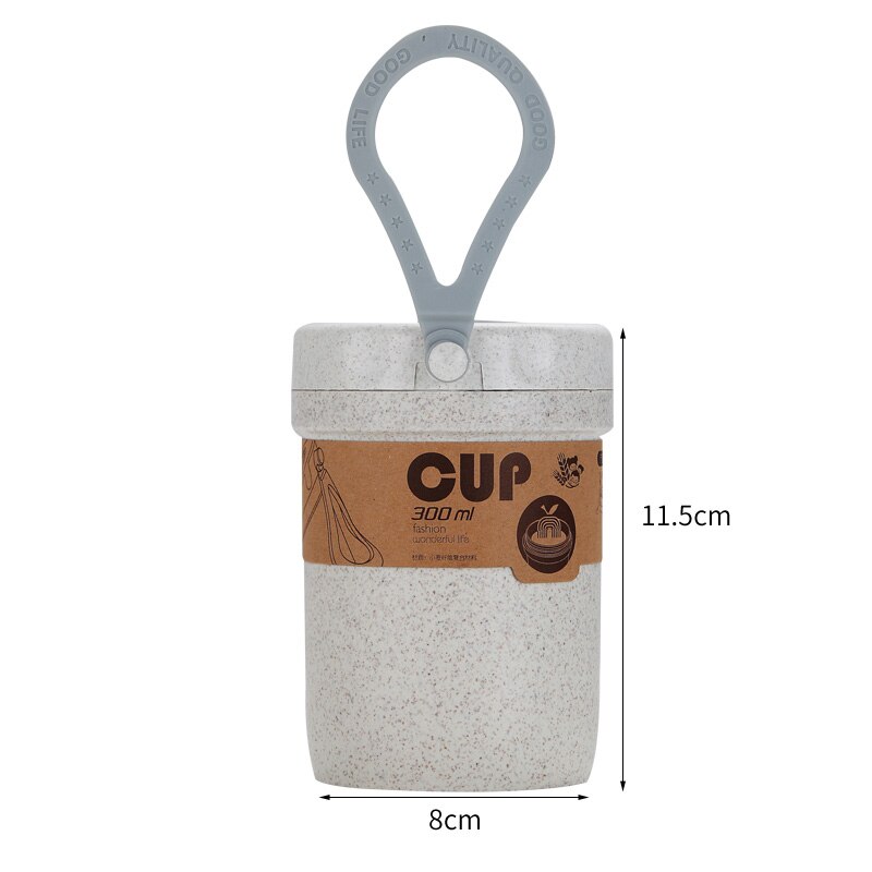 Oneup draagbare lunchbox 304 roestvrijstalen bentoboxen met servies, student verzegelde lekvrije grote capaciteit voedselcontainer: Beige soepkop