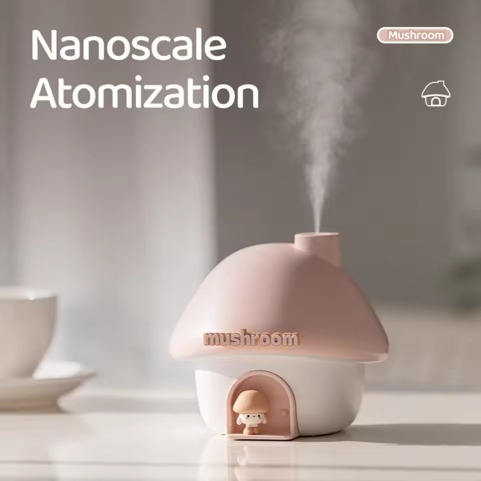 Humidificador de aire de dibujos animados, Mini difusores de Aroma de aceites esenciales de 300ml, iluminación colorida, humidificador ultrasónico para el hogar con forma de seta bonita