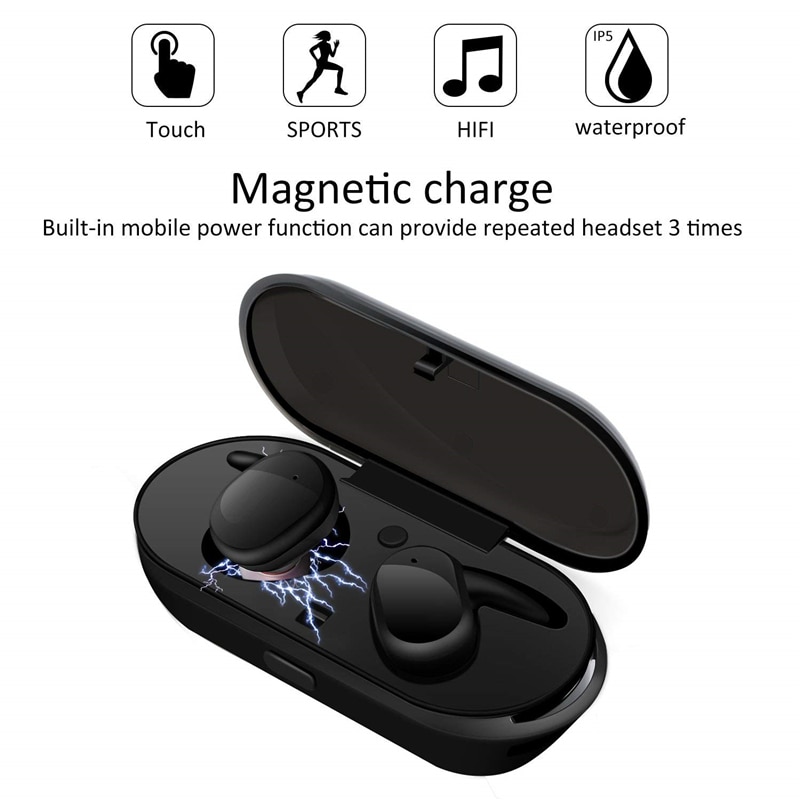 Tws Bluetooth 5.0 Touch Sport Waterdichte Oortelefoon Ruisonderdrukking Binaural Draadloze Bluetooth Headset Met Opladen Bin