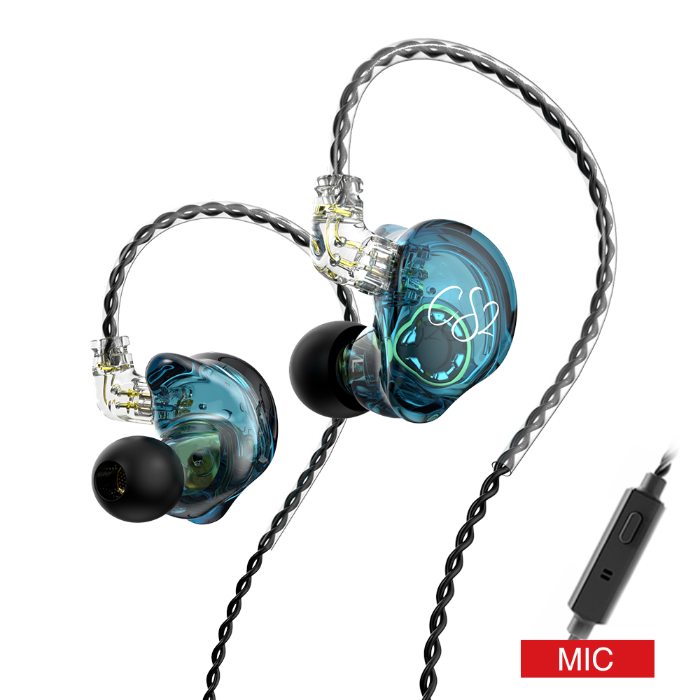 Trn - cs2 dynamic in-ear-kopfhörer, hifi-musik, sport-iem-ohrhörer, headset mit abnehmbarem kabel , 2- pin-kabel, trn-  mt1 v90 st1 cs1 edx pro