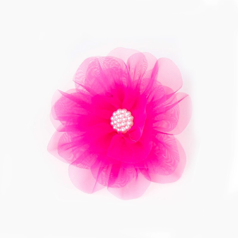 Large Flower Lace Chiffon Hair Clips 6Colors Muslin Flower Princess Baby Hair Grips Girls Hair Pin Hair Accessories: Rosered