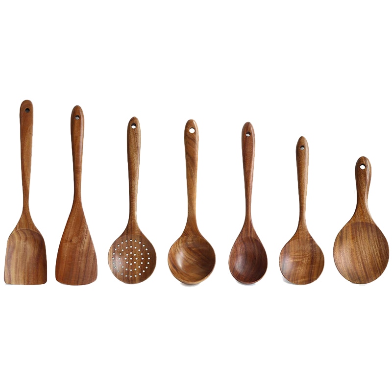 Wooden Spoons for Cooking Non-Stick Pan Kitchen Tool Wooden Cooking Spoons and Wooden Utensil Storage Wood Kitchen Utensils Set: Default Title