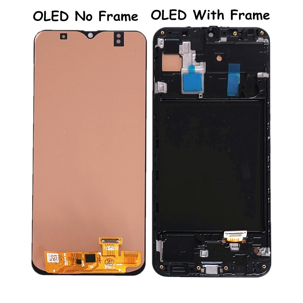 OLED Con Cornice Display A CRISTALLI LIQUIDI Per Samsung Galaxy A20 A30 A30S LCD Screen Display Touch Digitizer Per Samsung A50 A50S schermo LCD